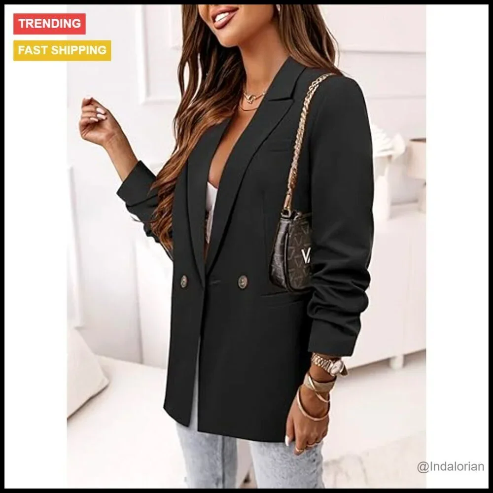 Classic Notch Lapel Blazer Regular Fit Professional Business Casual Jacket